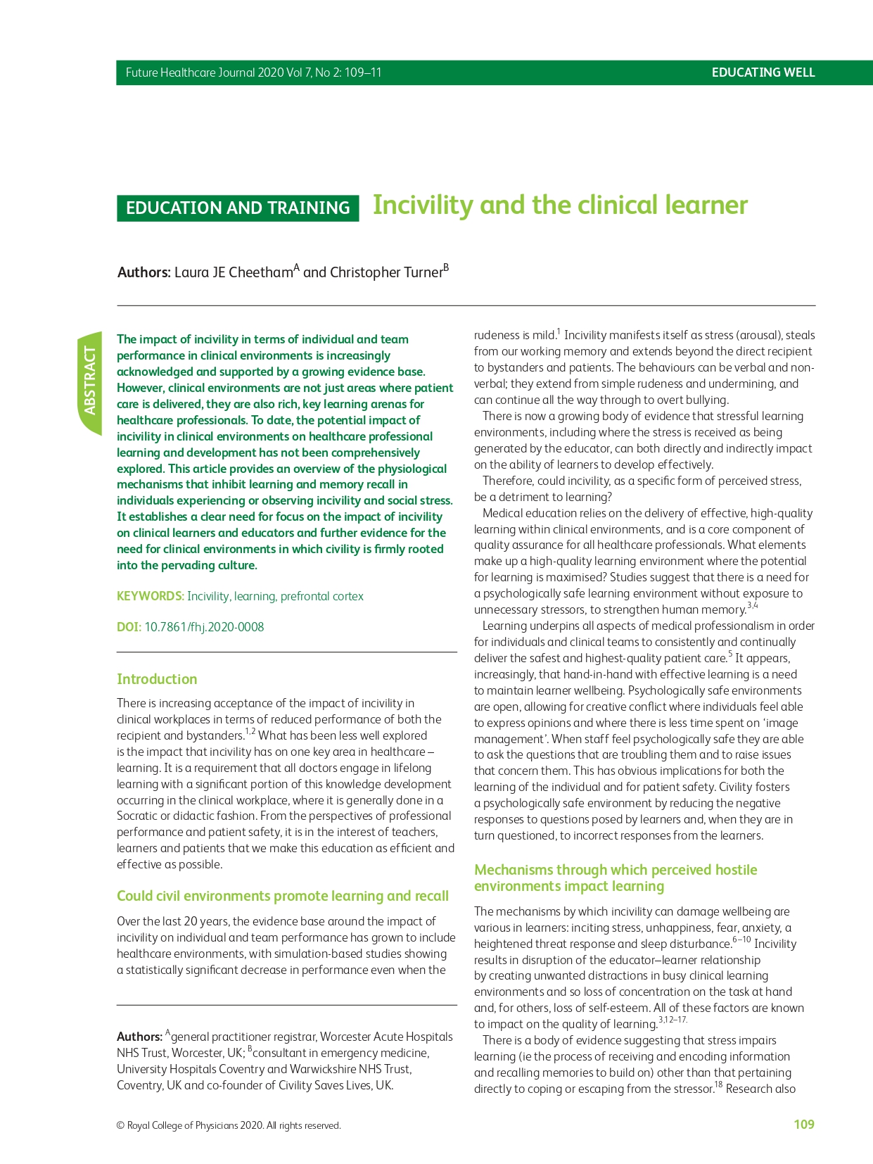 Incivility and the clinical learner